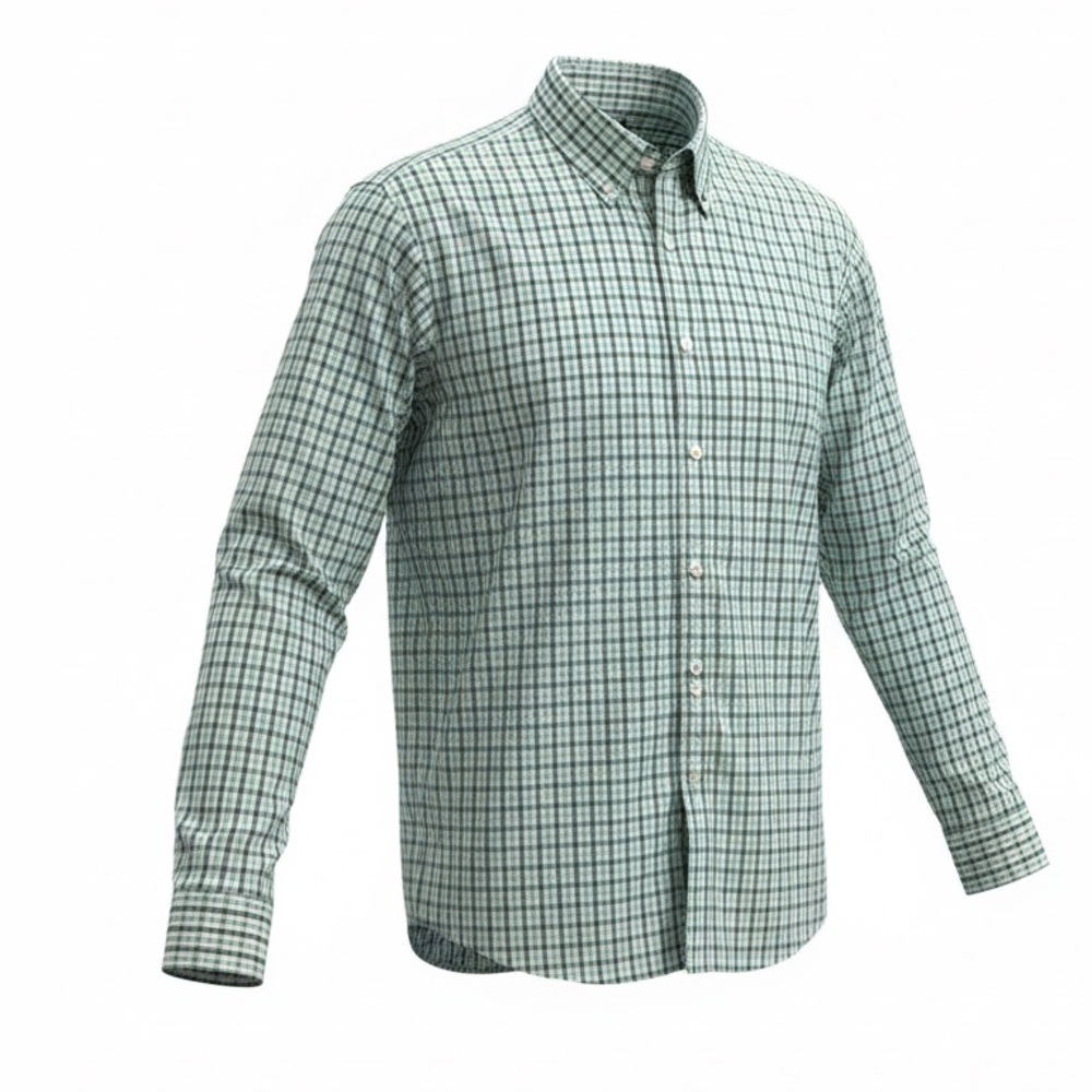 Untuckit Men's Green Plaid Button-Down Shirt size L